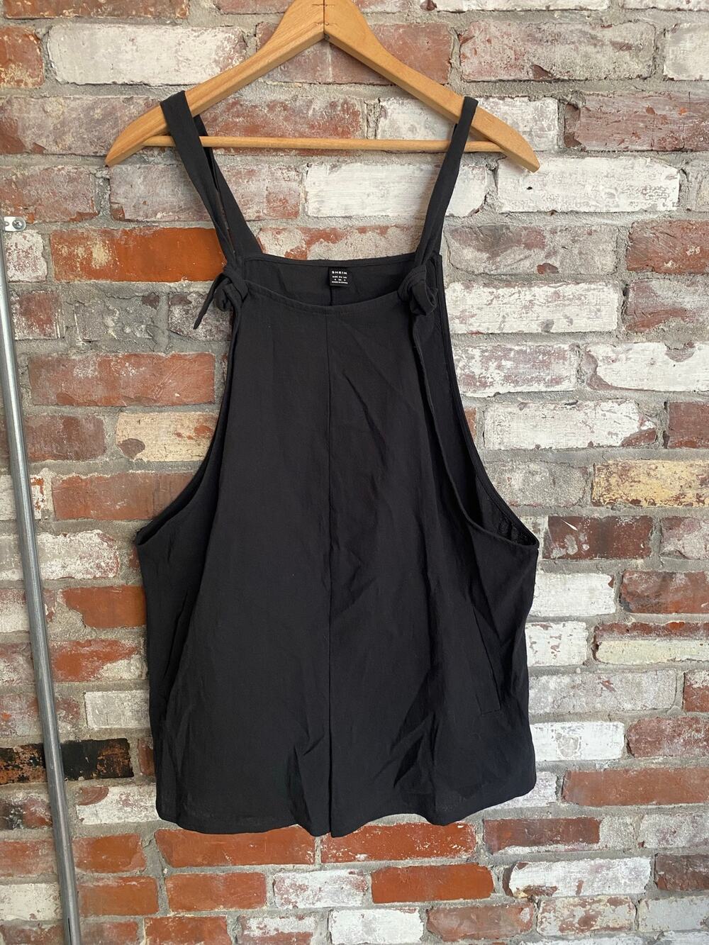 SHEIN Black Tie-Strap Short Overalls Romper Size S